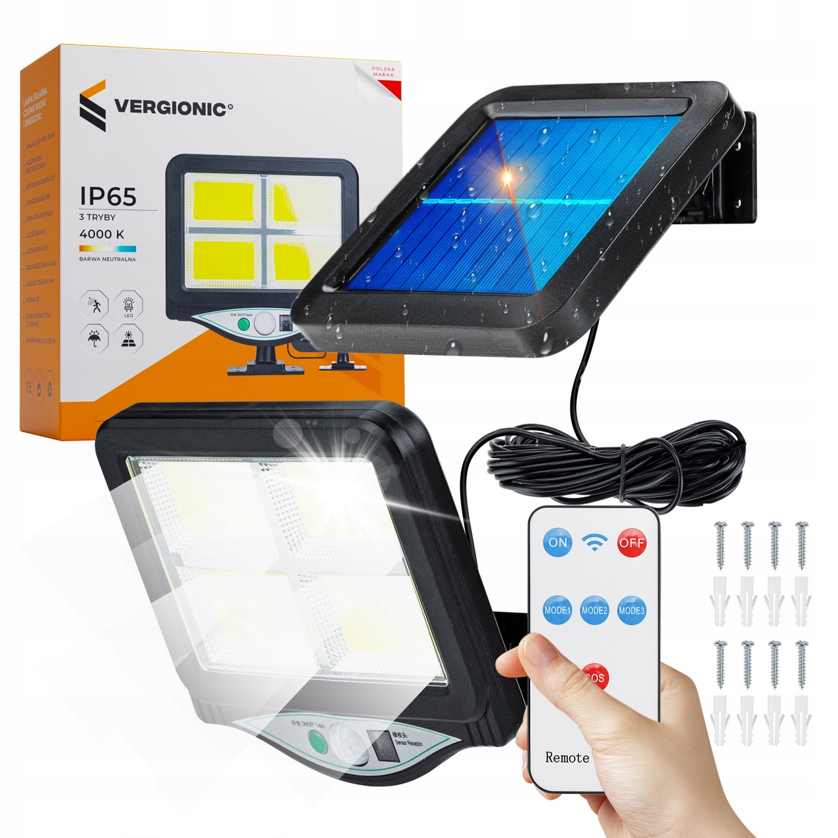 Vergionická pouličná lampa 80 W 2500 lm na solárny pohon